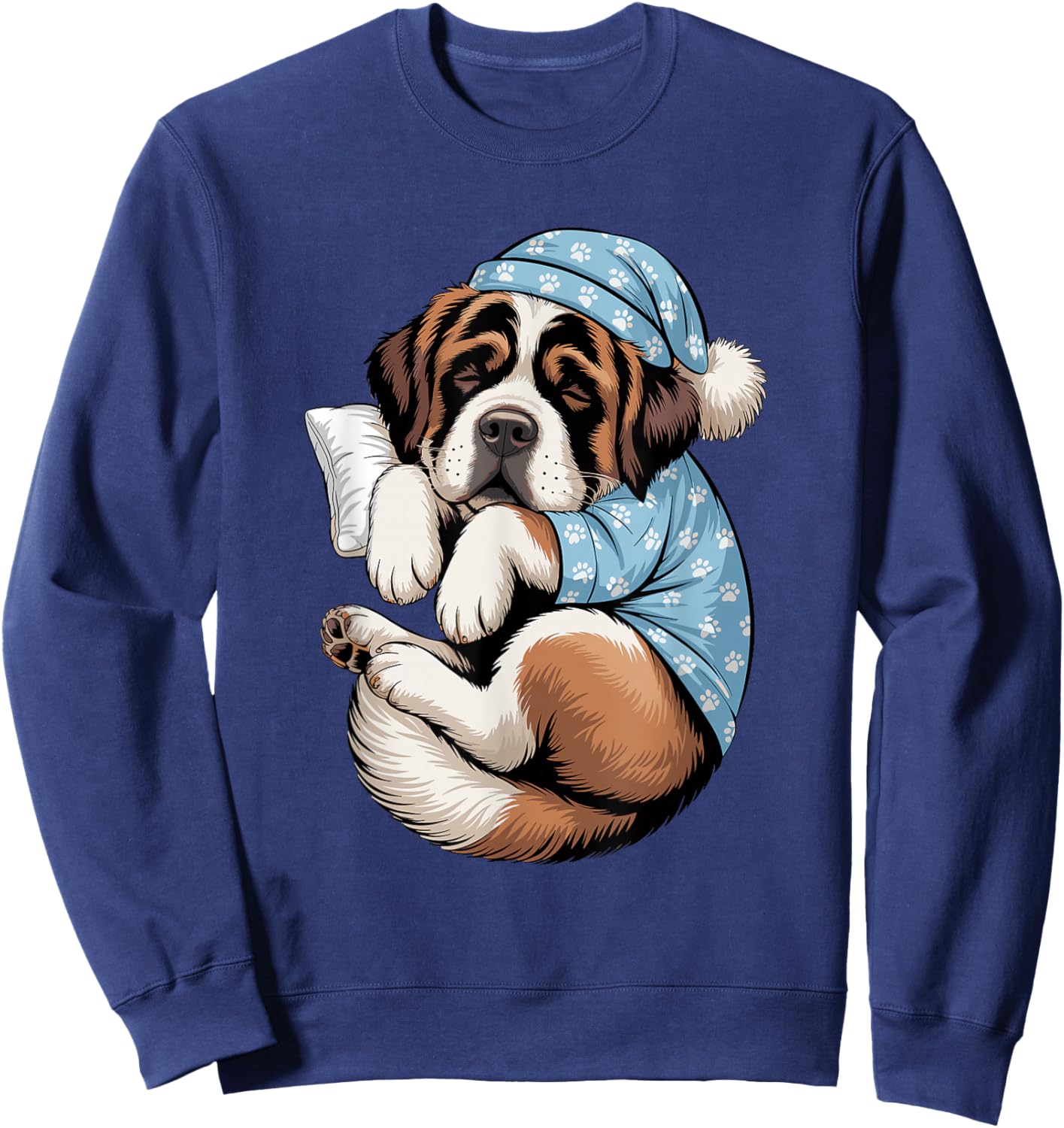 Funny Sleepy Saint Bernard Pajama Dog Lover Men Woman Kids Sweatshirt - Sweatshirt | Navy