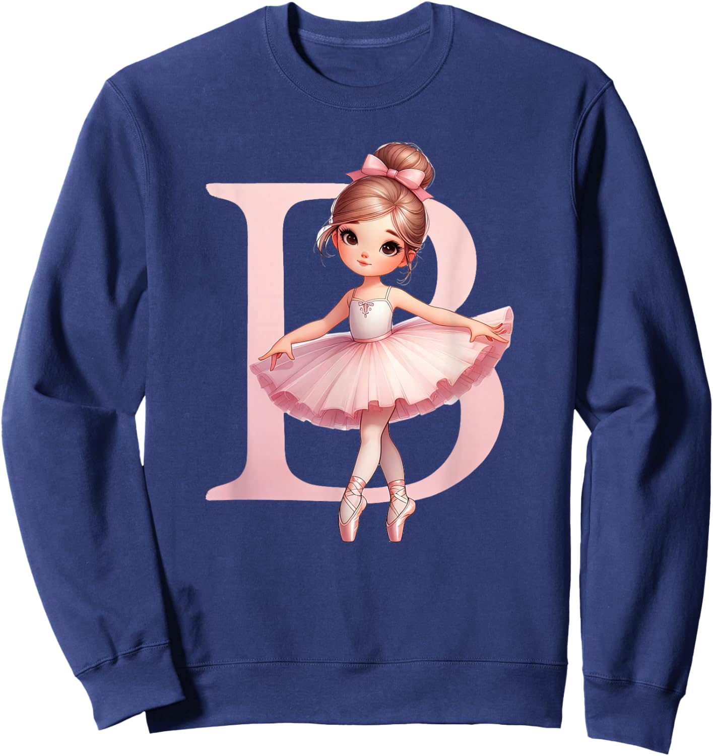 Ballerina Girl Dancing Name First Letter B Girly Tutu Ballet Sweatshirt - Sweatshirt | Navy