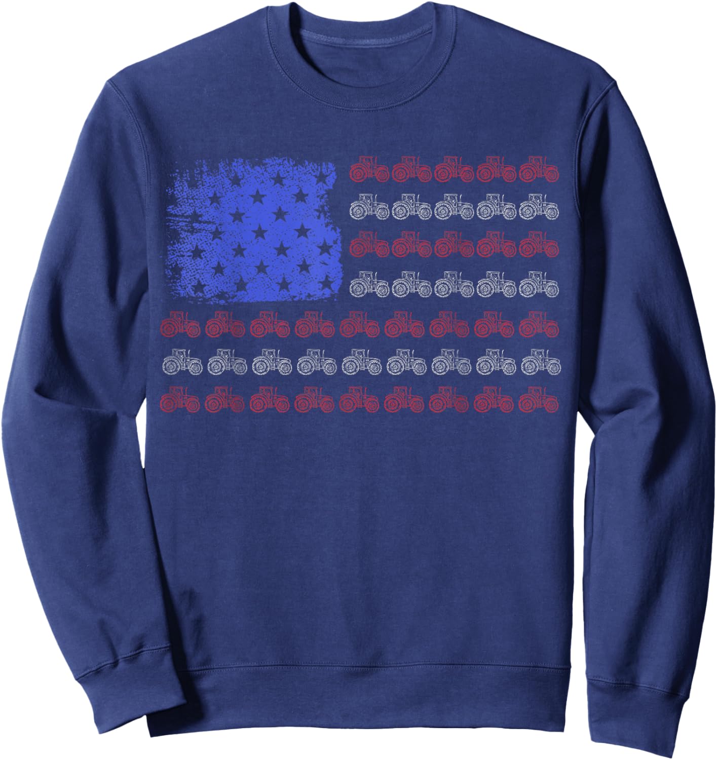 Farmer Tractor American Flag Patriotic Farming Sweatshirt - Sweatshirt | Navy