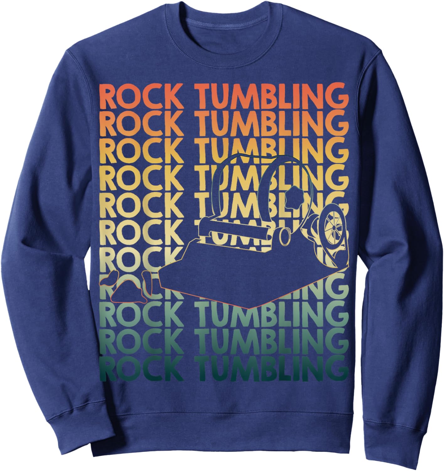 Retro Rock tumbling Repetitive Rock tumbler Sweatshirt - Sweatshirt | Navy
