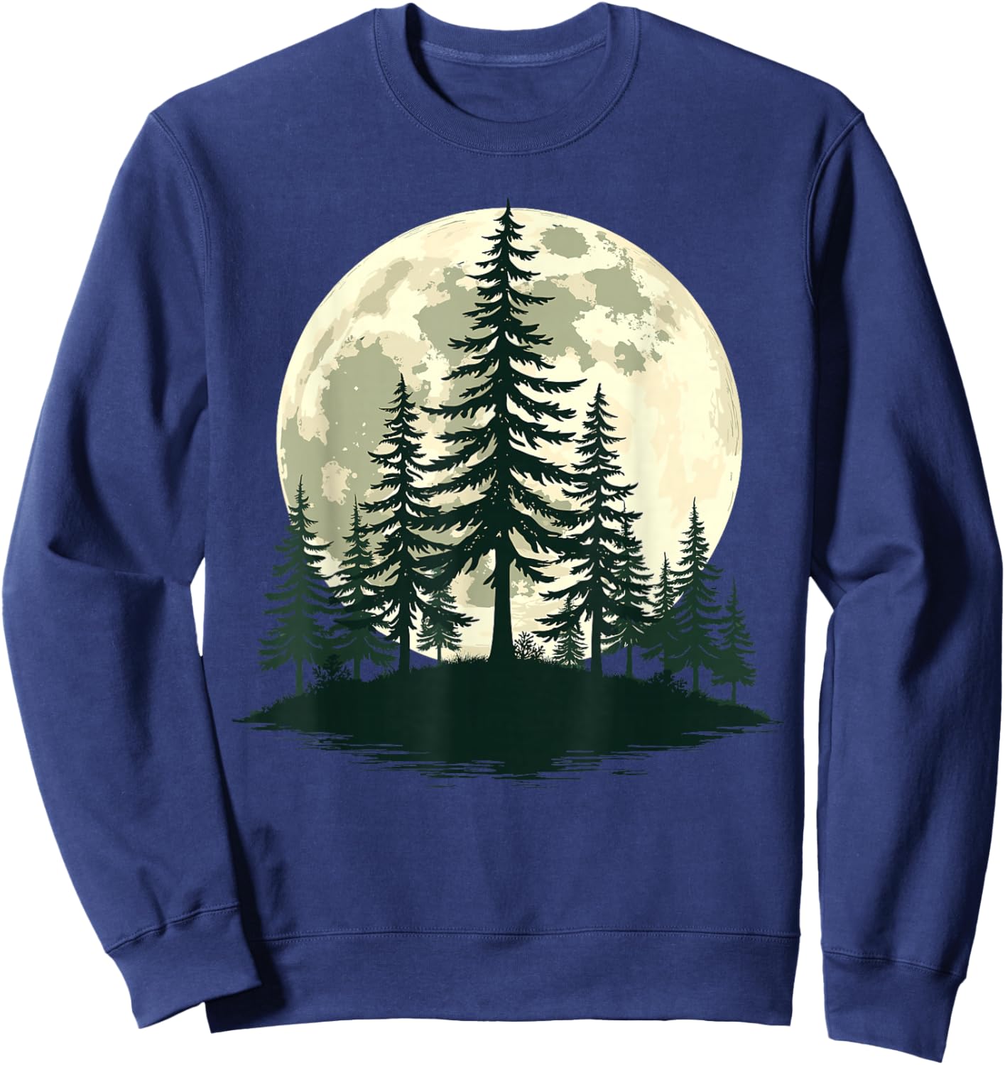 Retro Full Moon Nature Forest Trees Outdoor Sweatshirt - Sweatshirt | Navy