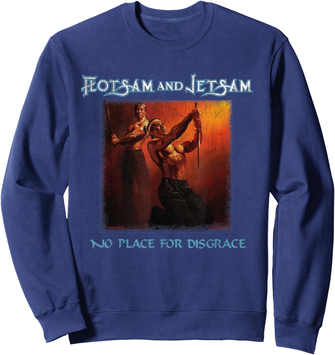 Manic Merch LLC Flotsam and Jetsam - No Place for Disgrace Classic Fit Black Sweatshirt - Sweatshirt | Navy