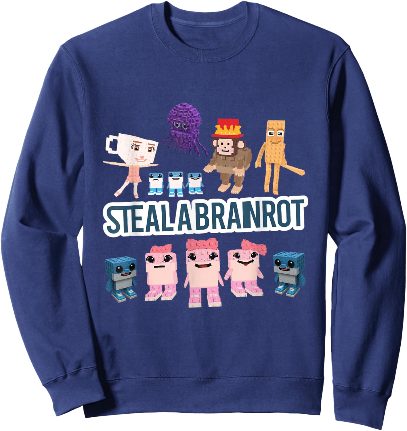 Steal a Brain Rot Shirt Funny Gamer Design Sweatshirt - Sweatshirt | Navy