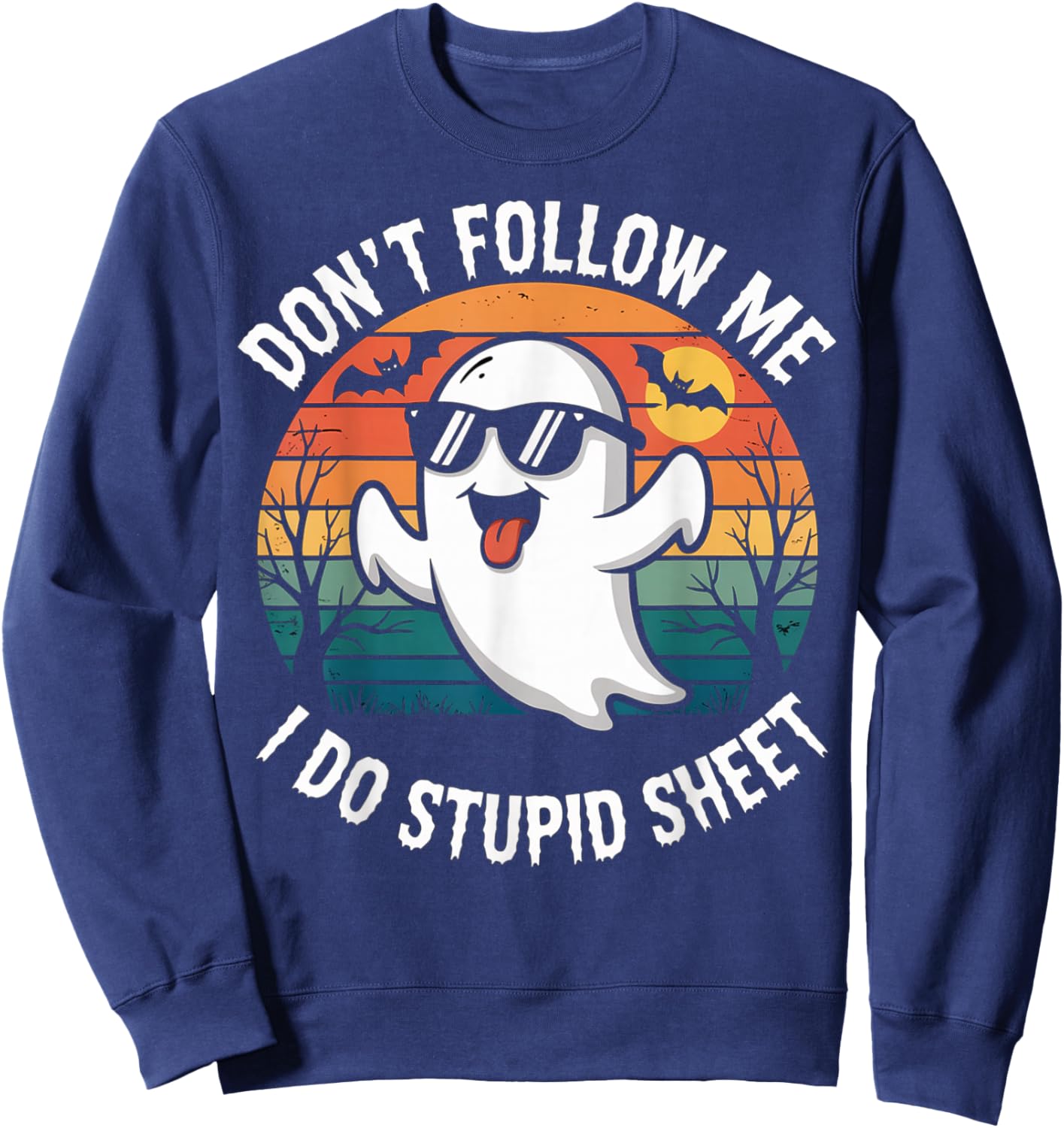 Ghost Retro Halloween Costume Men Women Sweatshirt - Sweatshirt | Navy