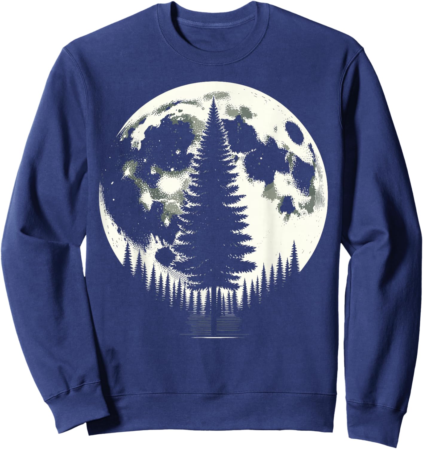 Retro Moon Nature Forest Trees Outdoor Sweatshirt - Sweatshirt | Navy