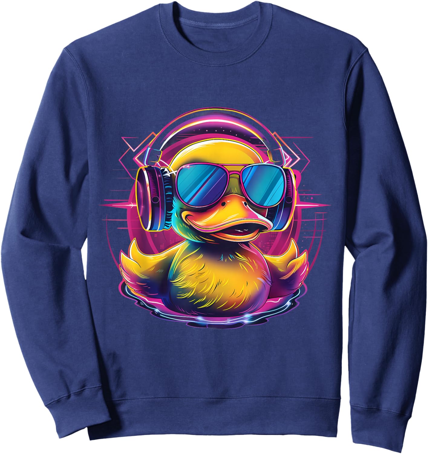 Rubber Duck Music Headphones Rubber Duckling Techno DJ Sweatshirt - Sweatshirt | Navy
