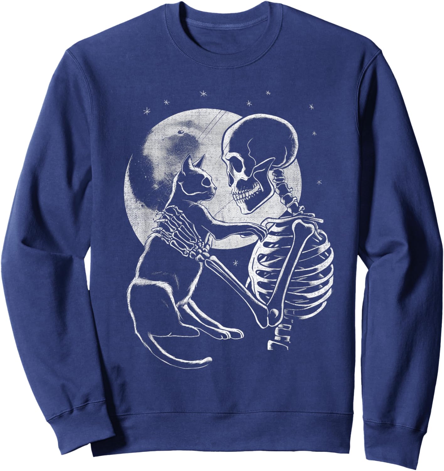 Skeleton Holding A Cat Funny Halloween Men Women Girl Kids Sweatshirt - Sweatshirt | Navy