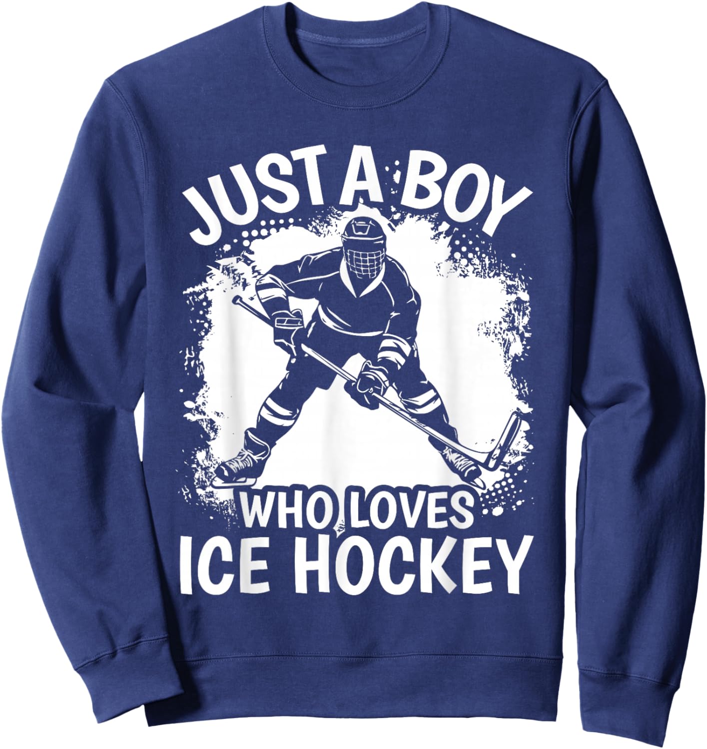Just A Boy Who Loves Ice Hockey Vintage Boys Kids Sweatshirt - Sweatshirt | Navy