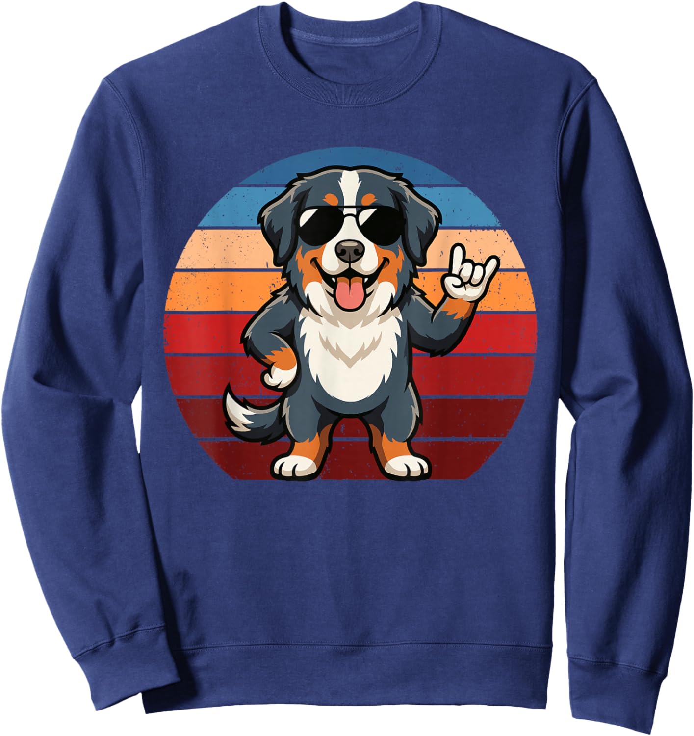 Retro Bernese Mountain Dog Mom Funny Bernese Mountain Dog Sweatshirt - Sweatshirt | Navy