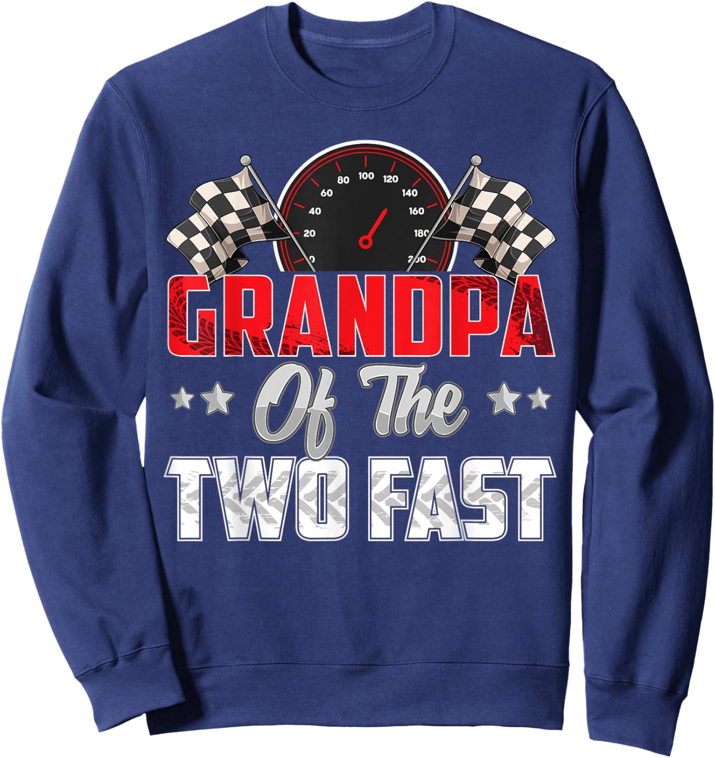 2 year old racing car two fast birthday 2nd Family Grandpa Sweatshirt - Sweatshirt | Navy