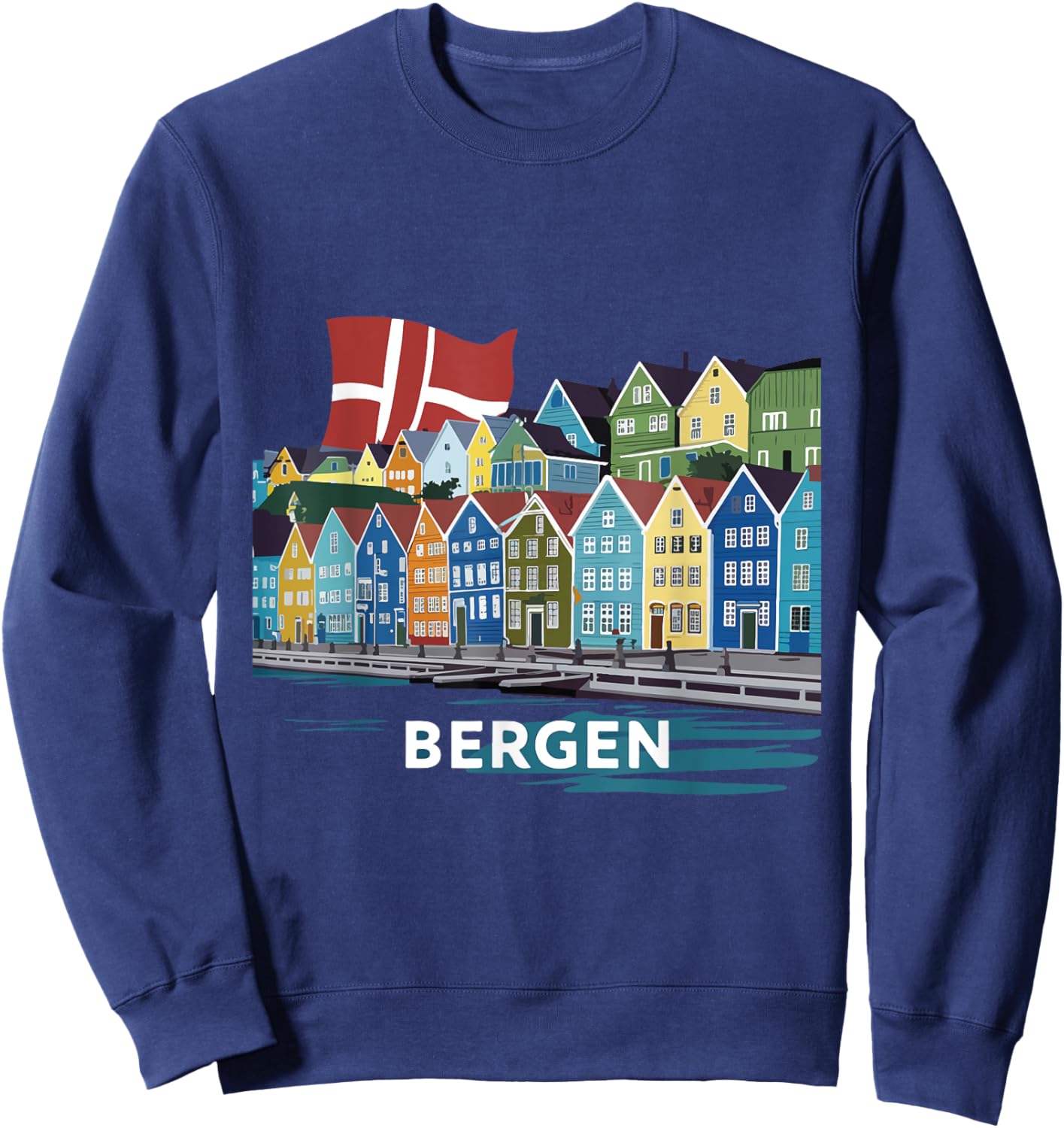 Fjord Bergen Norway Costume Fjords of Norway Harbor City Sweatshirt - Sweatshirt | Navy