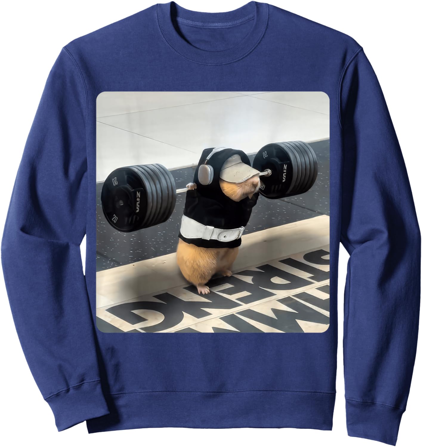 Hamster Gym Squad Funny Cute Rat Weight Lifting Leg Day Sweatshirt - Sweatshirt | Navy
