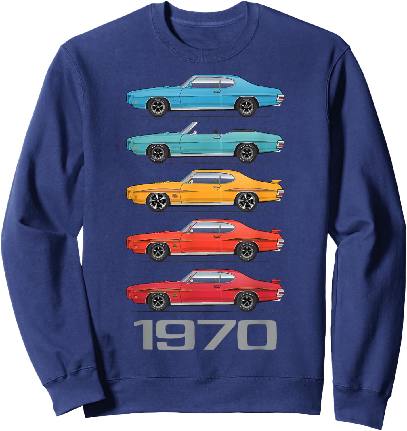1970 70 GTO Classic Car Old School Muscle Car Sweatshirt - Sweatshirt | Navy