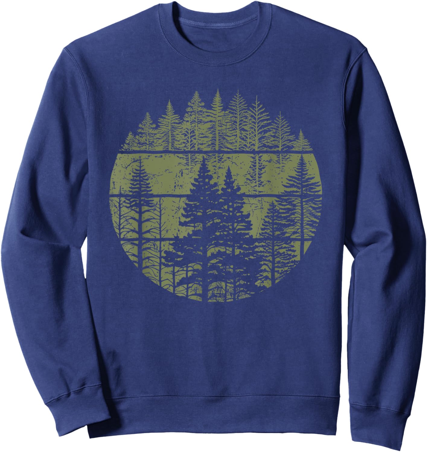 Retro Forest Trees Outdoors Nature Women Men Vintage Graphic Sweatshirt - Sweatshirt | Navy