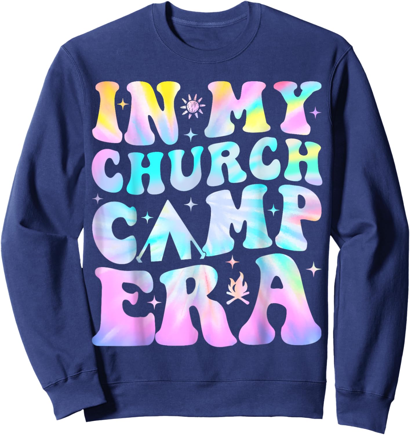In My Church Camp Era Funny Summer Camp Camping Retro Sweatshirt - Sweatshirt | Navy