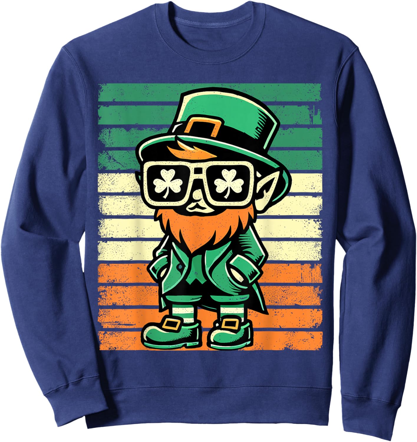 Lustiges St. Patrick's Day, Retro-Design, Leprechaun, Kleeblatt Sweatshirt - Sweatshirt | Navy