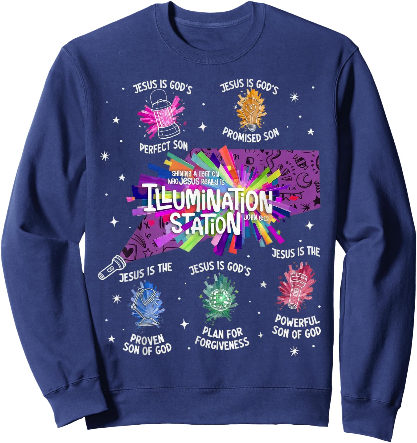 Illumination Station VBS 2026 Bible Jesus Christian Lights Sweatshirt - Sweatshirt | Navy