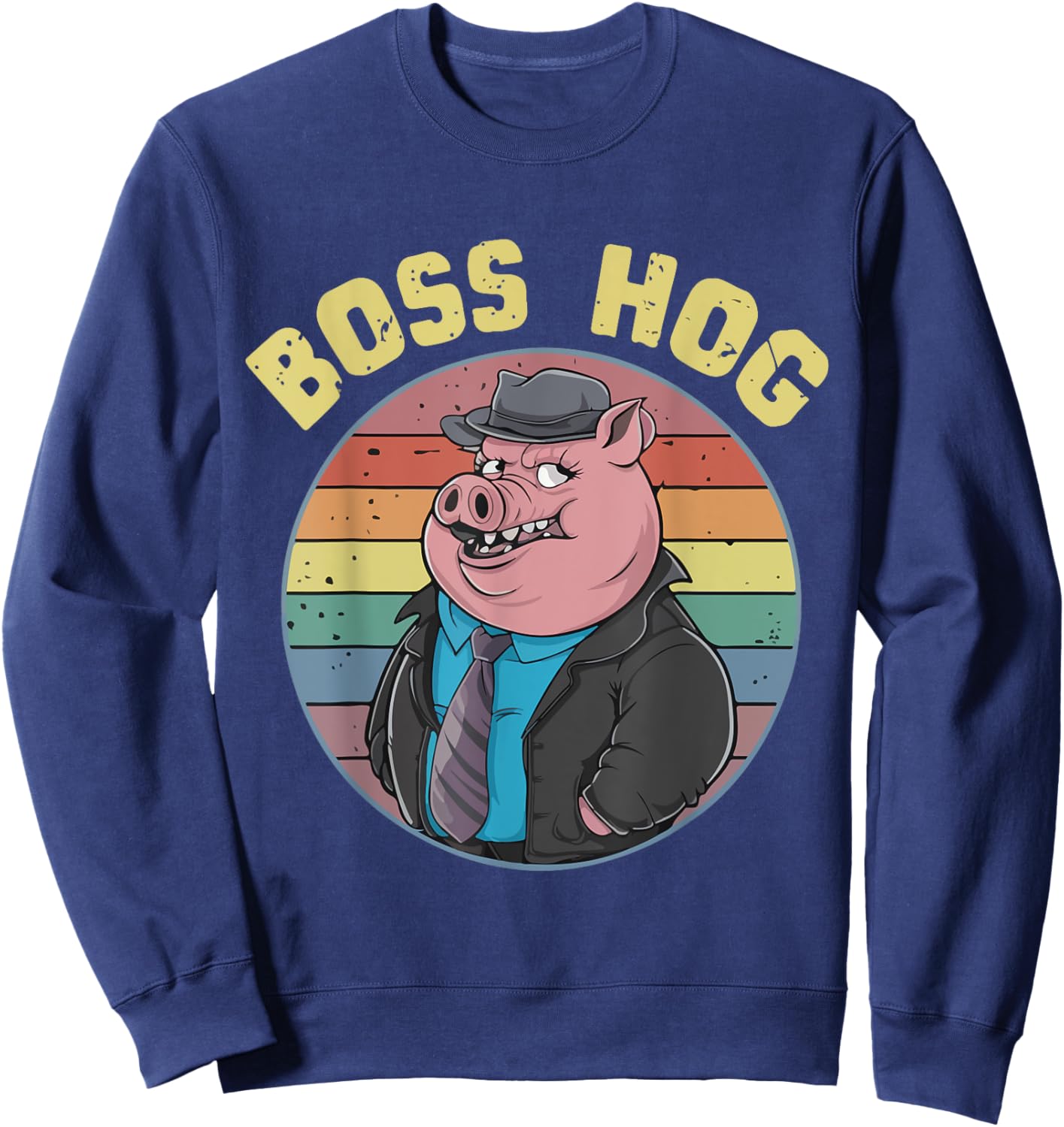 Hog Boss Funny Swine Costume Animal Cool Pigs Humor Sweatshirt - Sweatshirt | Navy