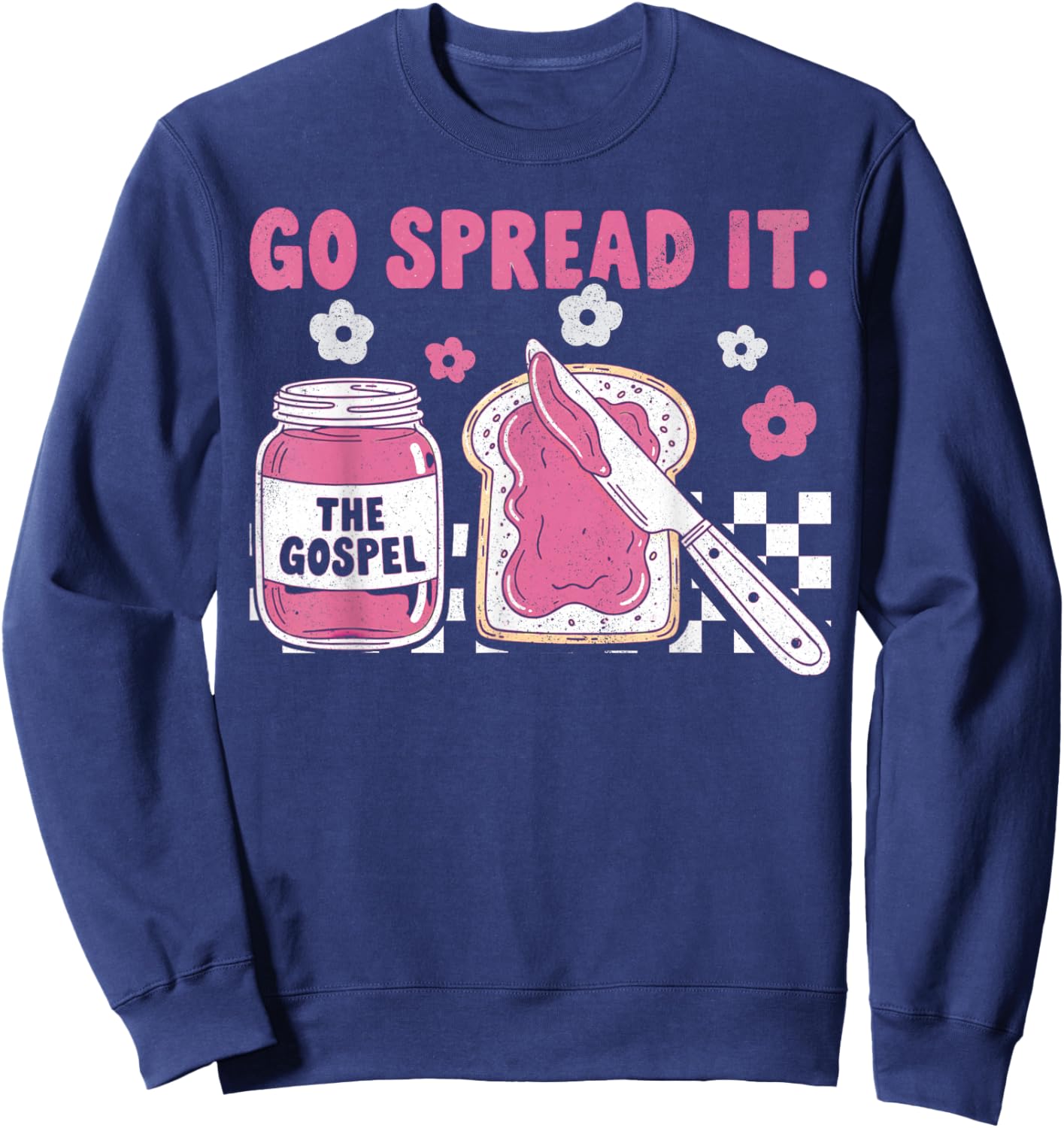 Go Spread It The Gospel Retro Funny Jar Floral Christian Sweatshirt - Sweatshirt | Navy