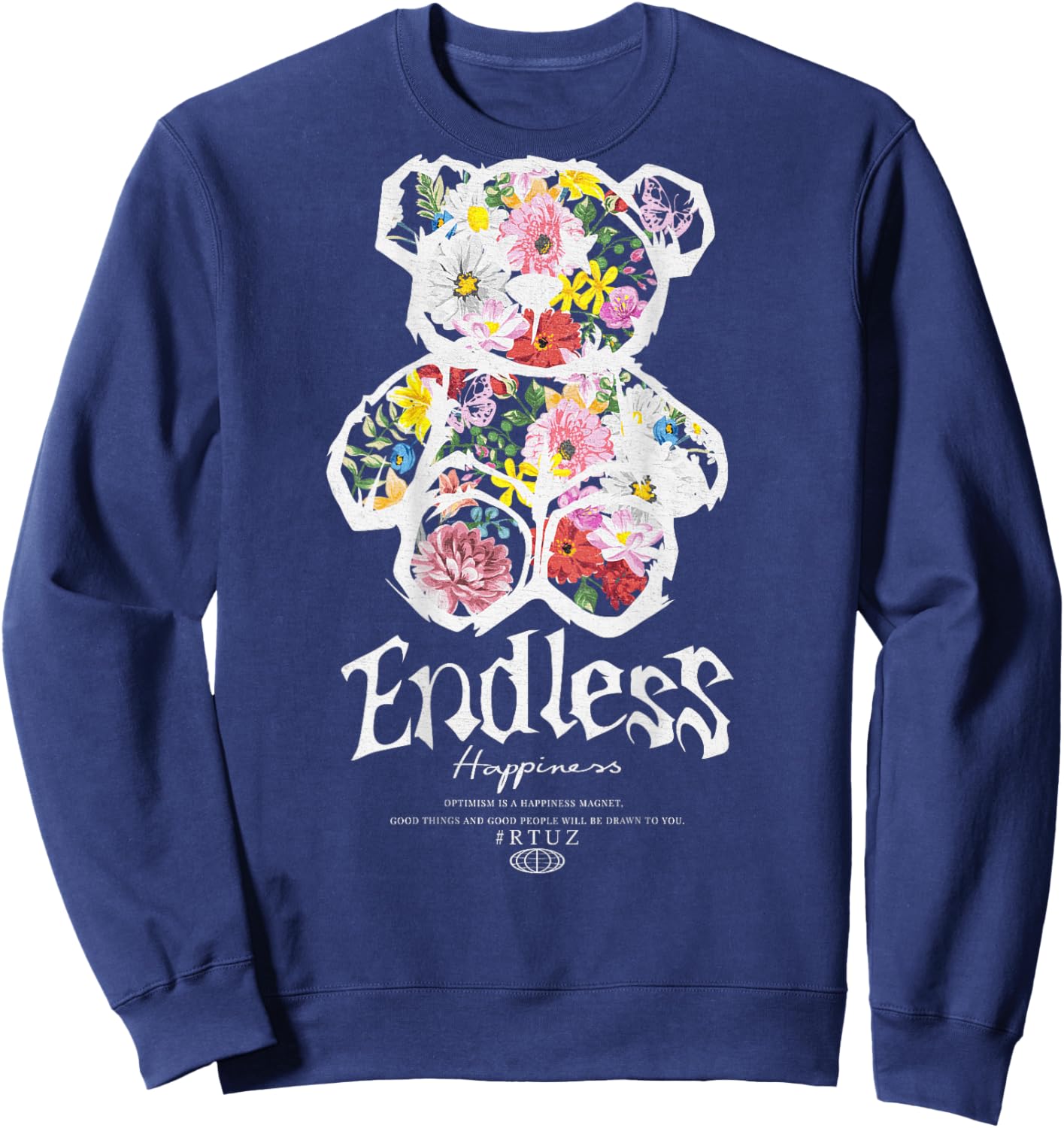 Hip Hop Vintage Edgy Urban Y2K Back Print Streetwear Teddy Sweatshirt - Sweatshirt | Navy
