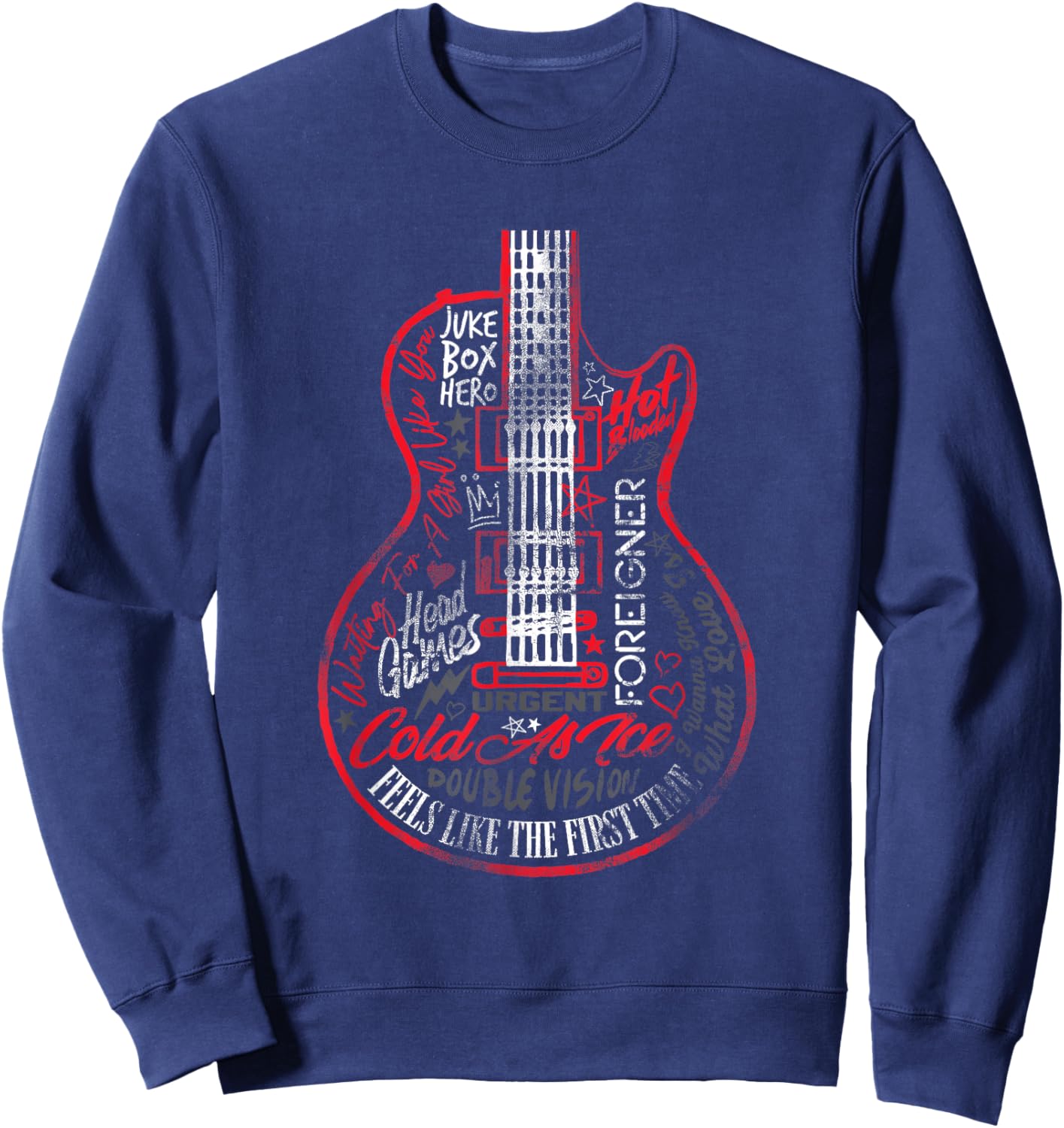 Foreigner Juke Box Hero Tracklist Sweatshirt - Sweatshirt | Navy