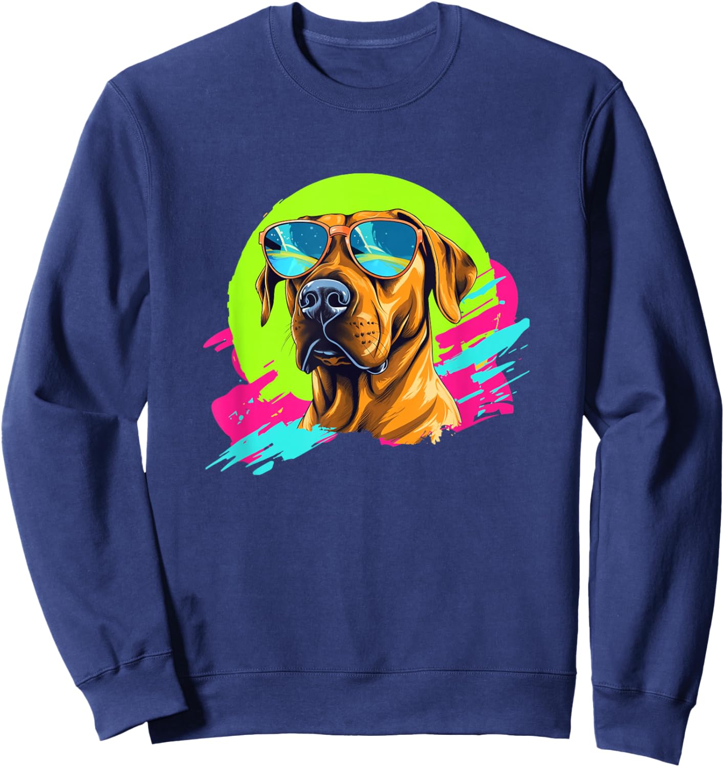 Funny Retro Vintage 80s Rhodesian Ridgeback Ridgie Lover Sweatshirt - Sweatshirt | Navy