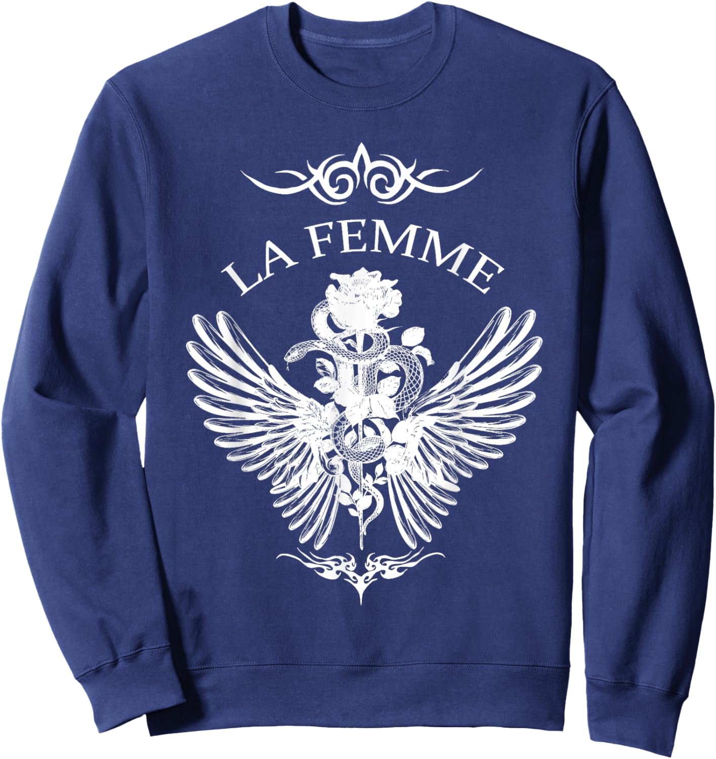 La Femme Snake And Rose Dark Art Sweatshirt - Sweatshirt | Navy
