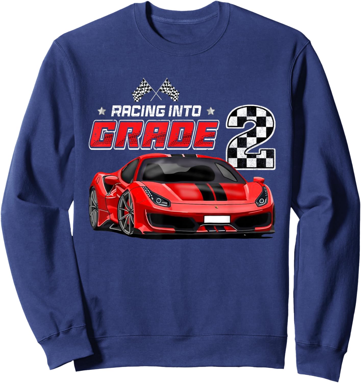 Racing Into 2nd Grade Race Car Back To School Boys Sweatshirt - Sweatshirt | Navy