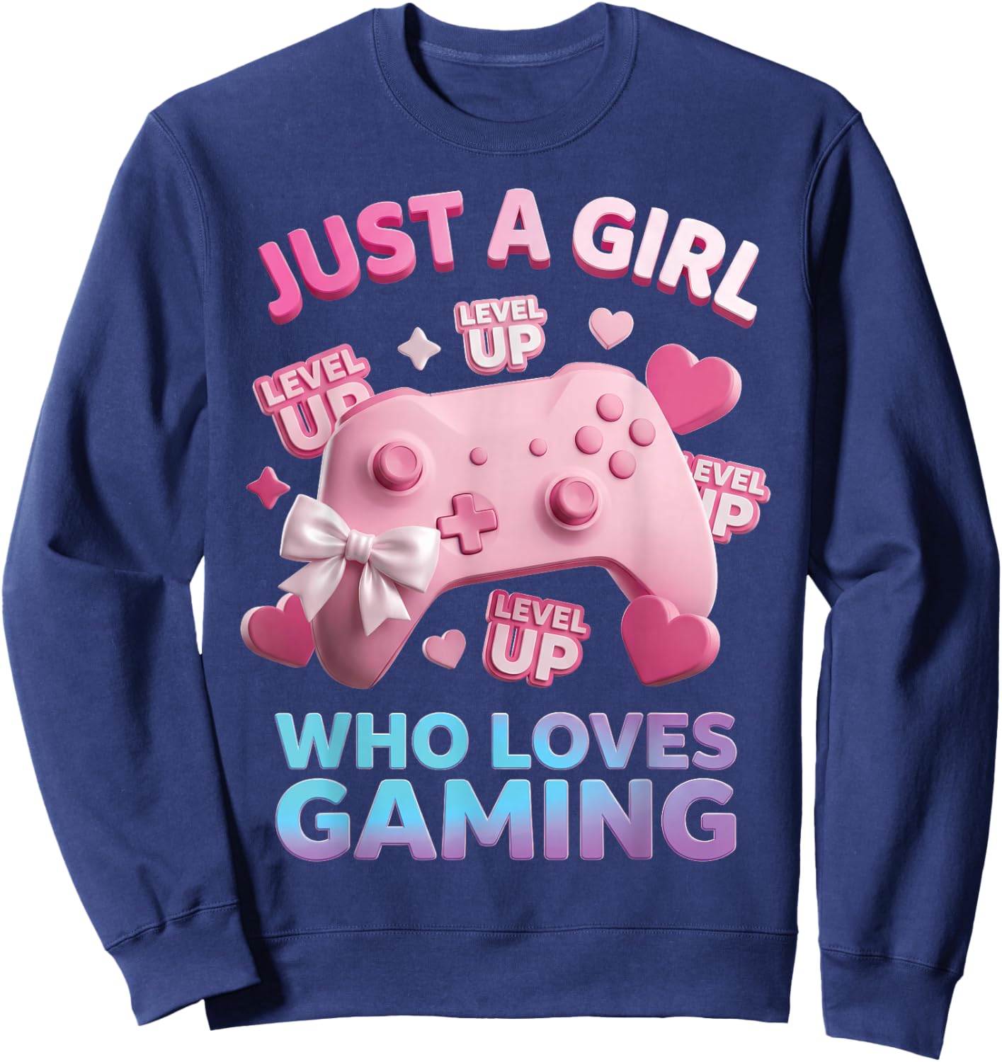 Just A Girl Who Loves Gaming Women Mom Sister Cute Gamer Sweatshirt - Sweatshirt | Navy