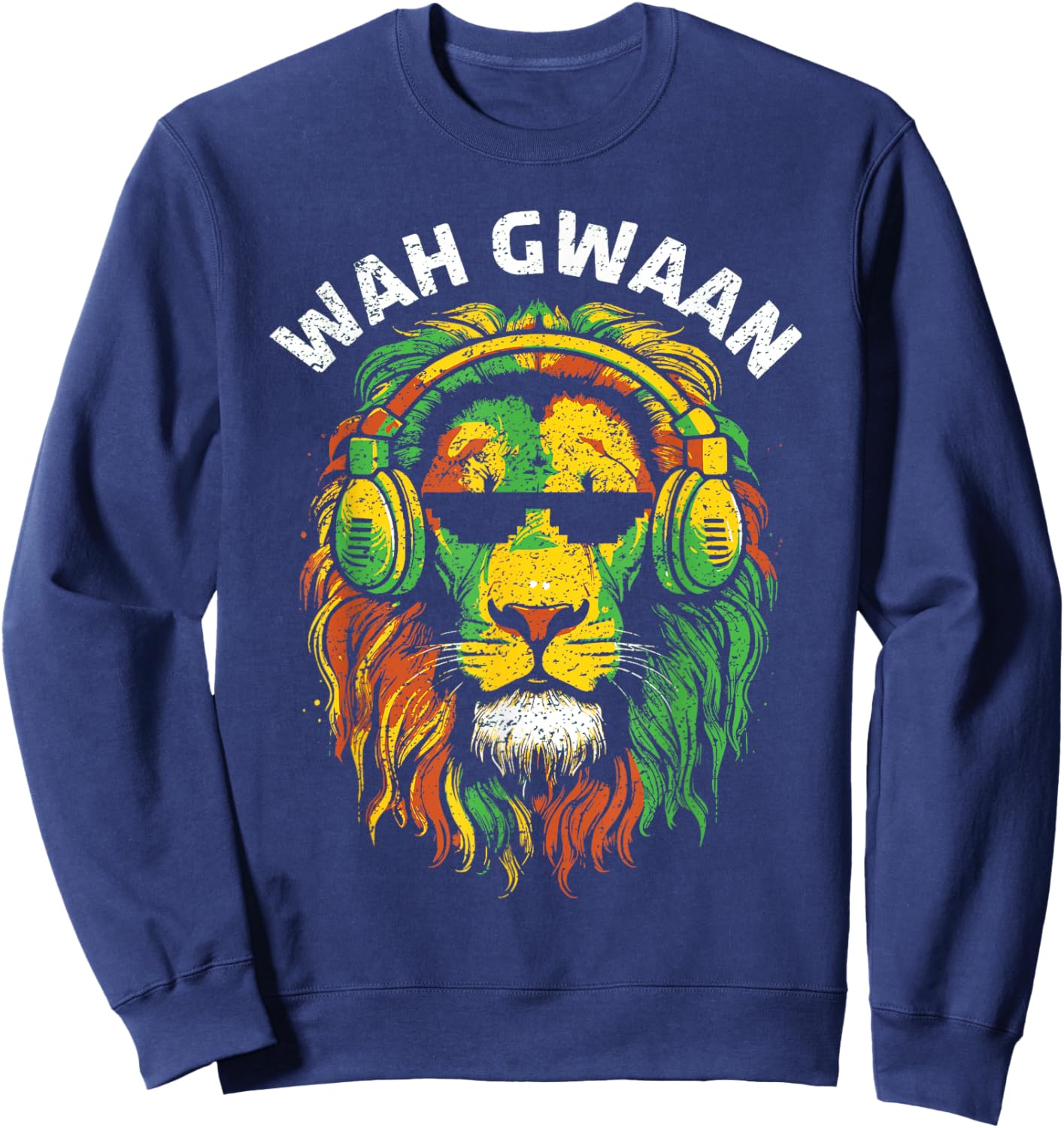 Wah Gwaan Jamaican Reggae Rasta Colors Funny Jamaica Sweatshirt - Sweatshirt | Navy
