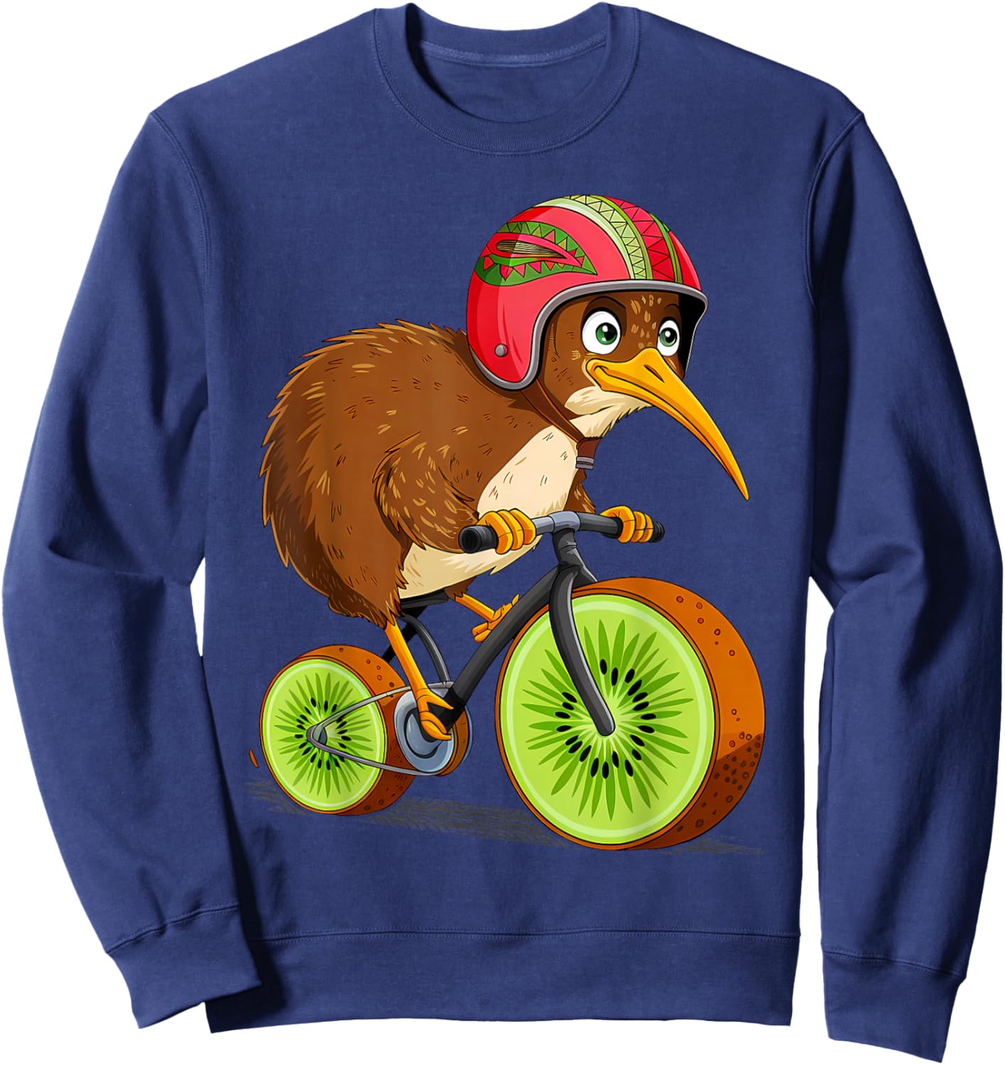 Cute Animal Kiwi Cycling New Zealand Sweatshirt - Sweatshirt | Navy