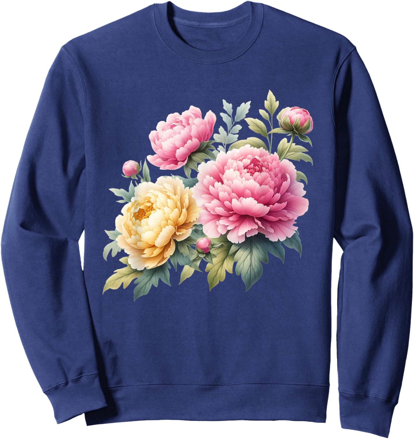 Peonies Flowers Blossom Nature Lover Gardener Sweatshirt - Sweatshirt | Navy