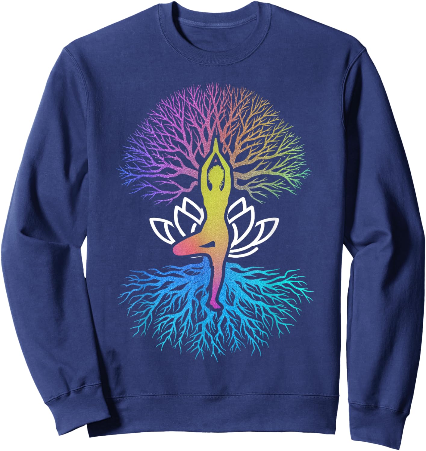 Tree Of Life Yoga Chakra Zen Meditation Lotus Flower Yoga Sweatshirt - Sweatshirt | Navy