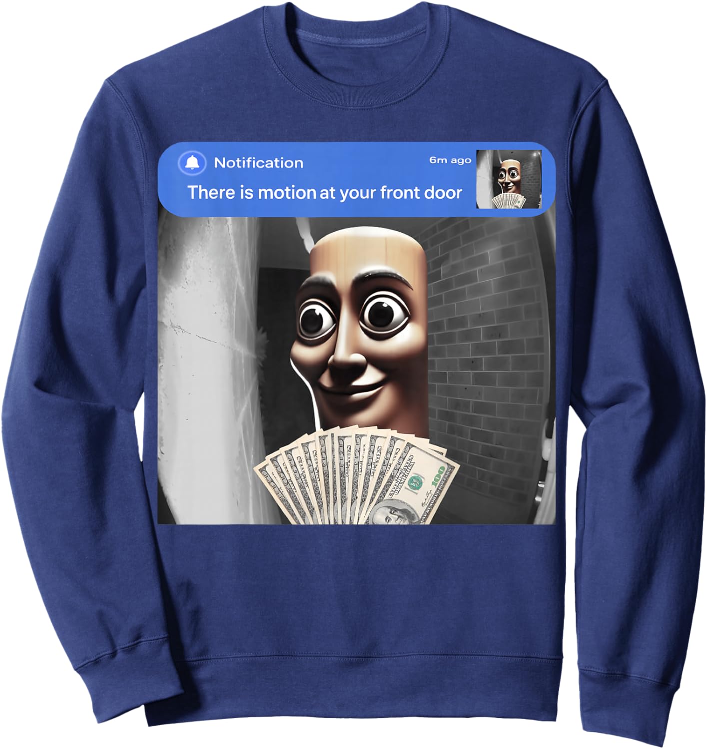 Il y a Un Mouvement à Votre Porte d'entrée Tung Tung sahur Meme Sweatshirt - Sweatshirt | Navy
