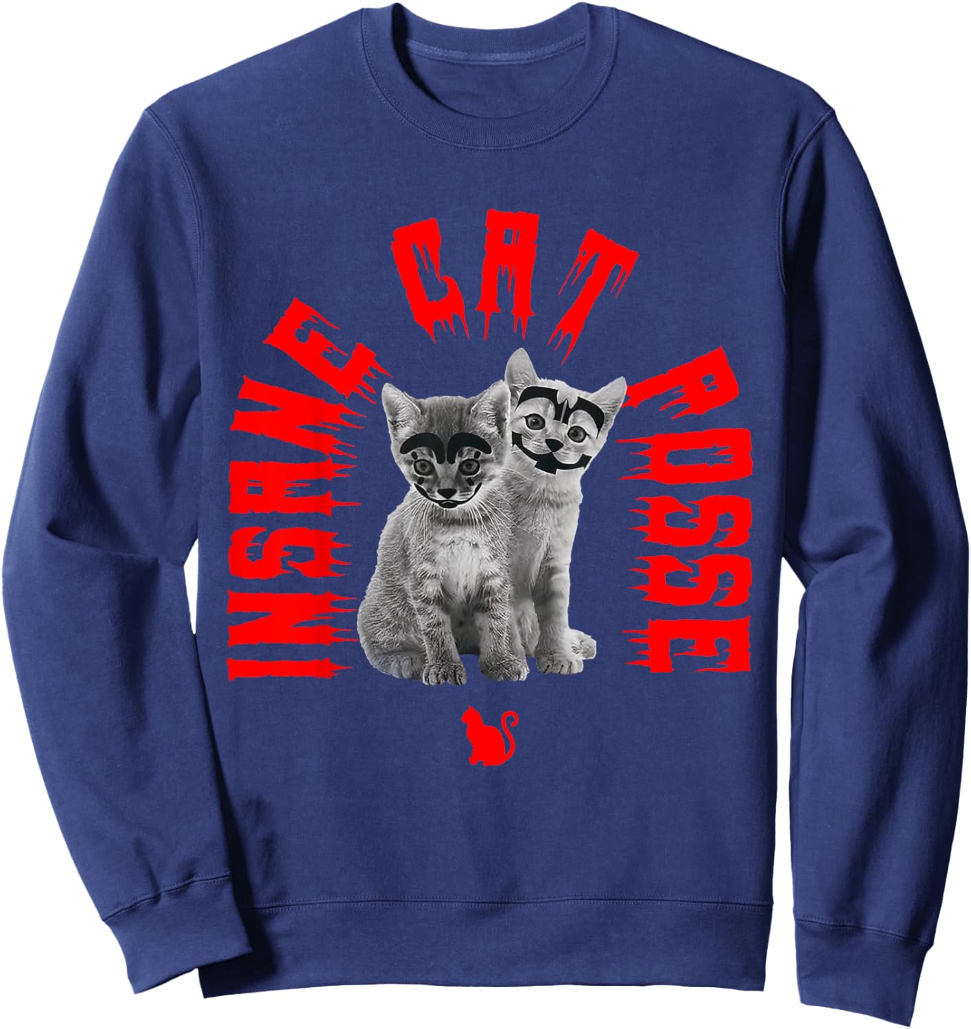 Insane Cat Posse Scary Cat Wear Horror Mask Spooky Women Sweatshirt - Sweatshirt | Navy