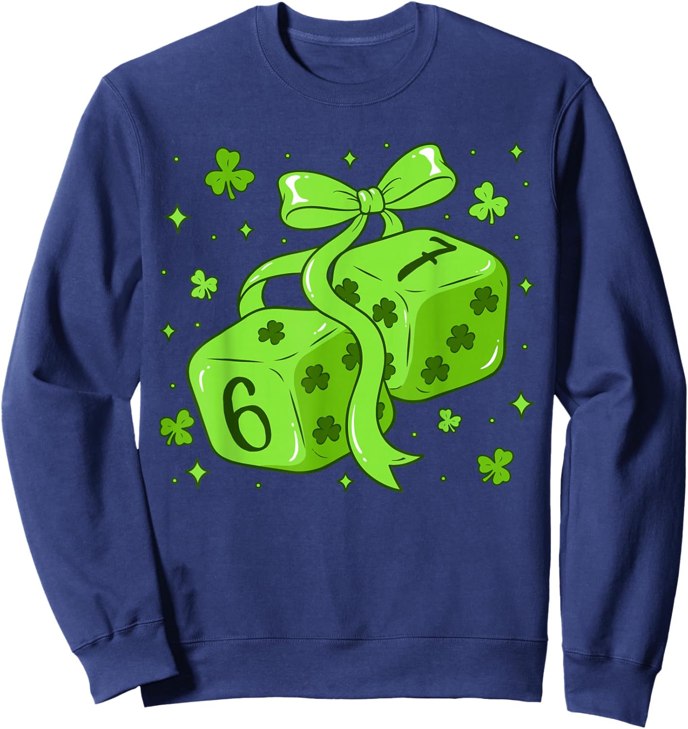 Six Seven Dice 67 St Patricks Day Meme Women Girls Kids Sweatshirt - Sweatshirt | Navy