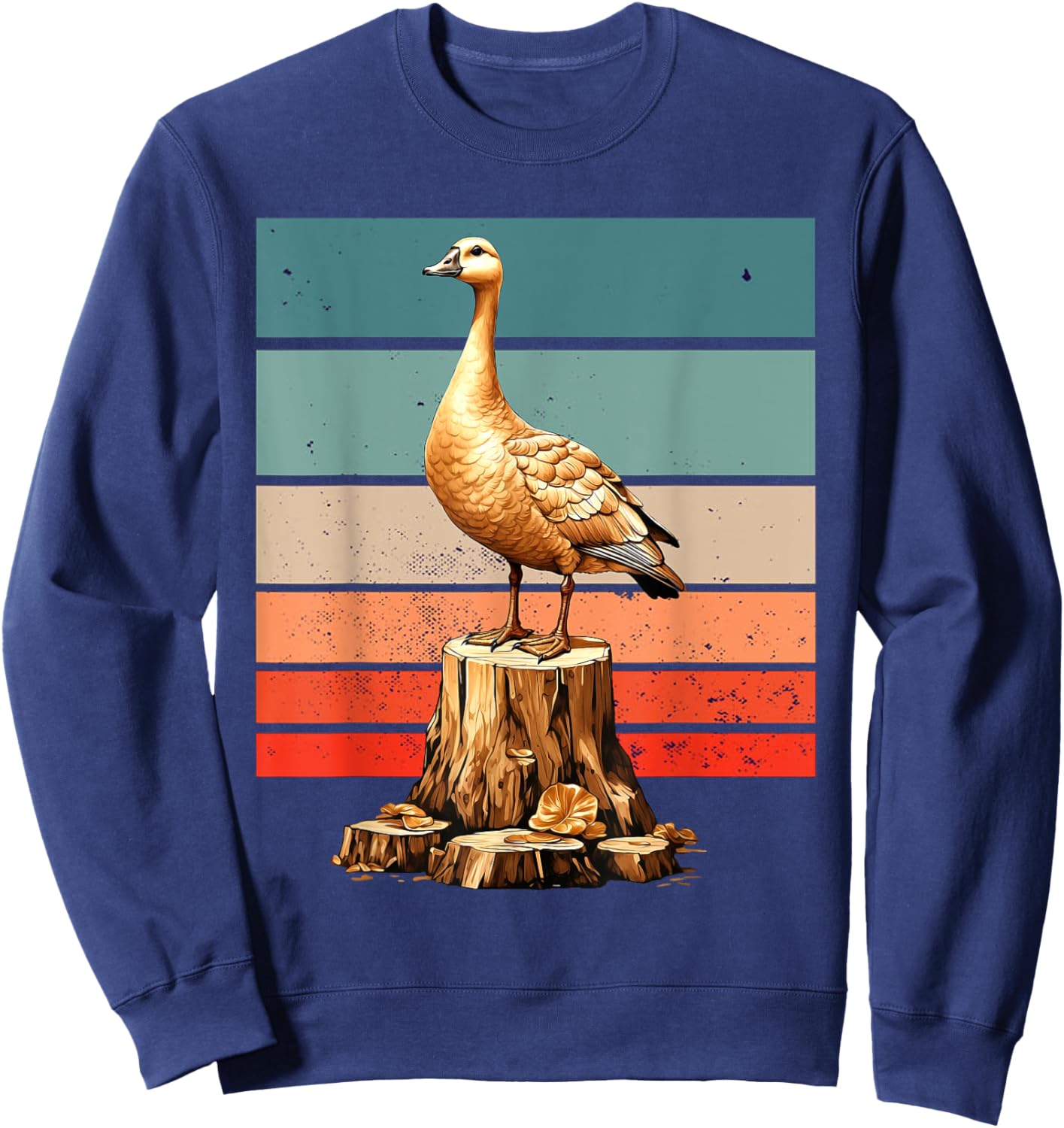 Goose golden majestic realistic tree stump nature Bird Sweatshirt - Sweatshirt | Navy