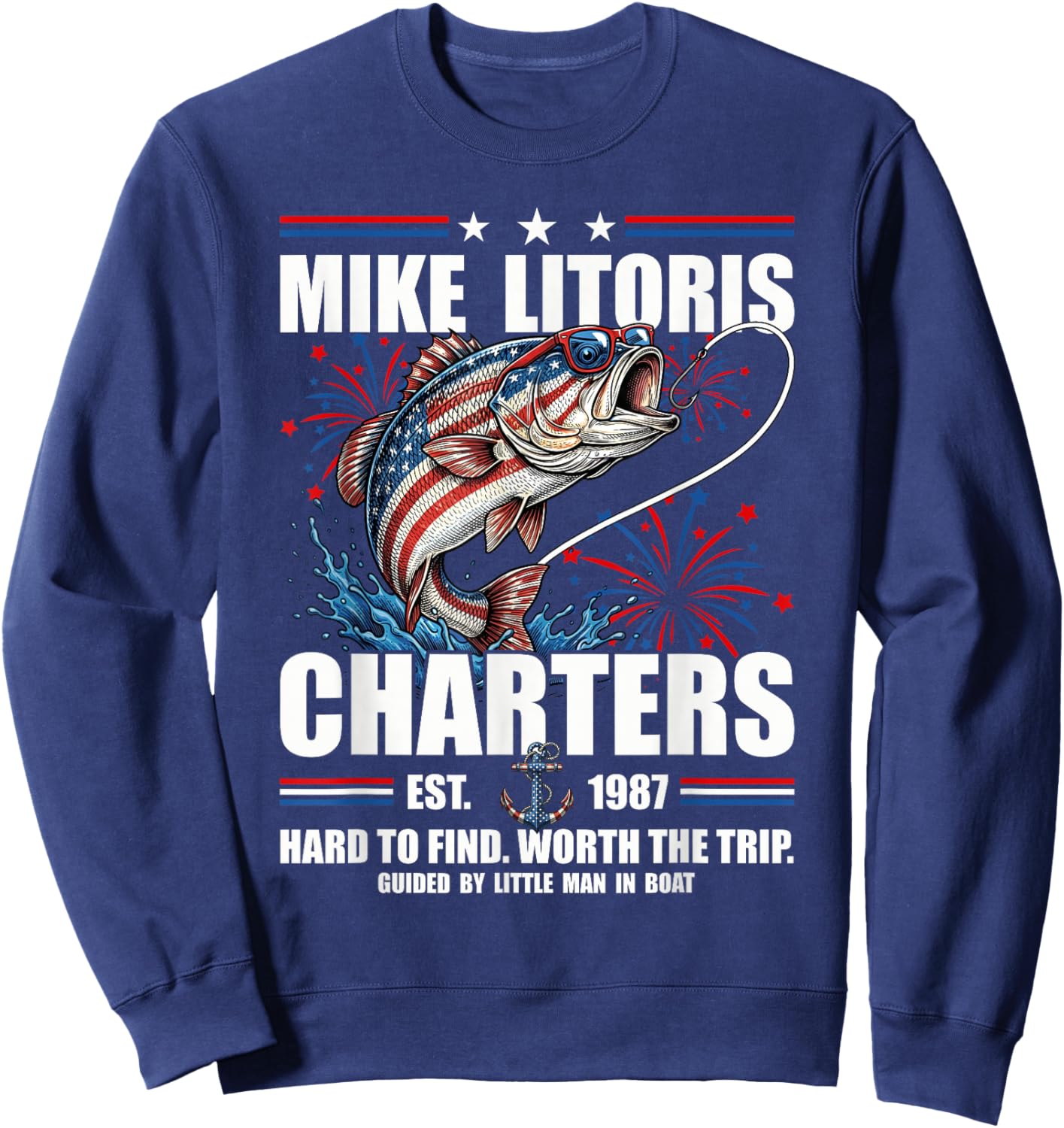 Mike Litoris Funny Adult Humor Innuendo Joke 4th of July Sweatshirt - Sweatshirt | Navy