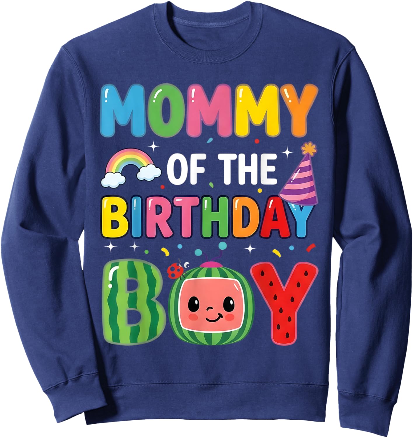 Mommy of the Birthday Boy Cute Melon Matching Mother boy Sweatshirt - Sweatshirt | Navy