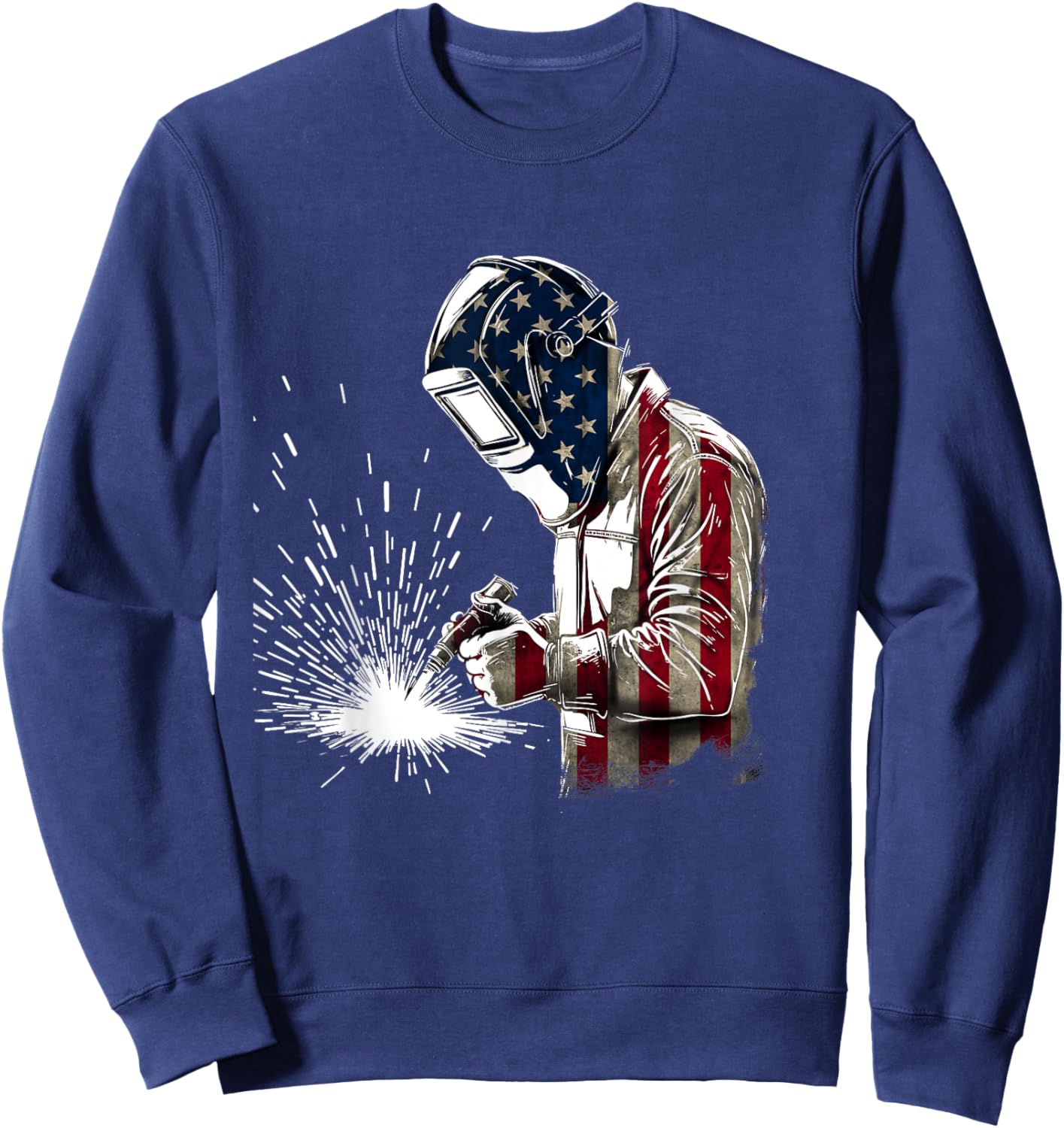 Patriotic Welder US Flag - Weld Welding Ironworker Sweatshirt - Sweatshirt | Navy