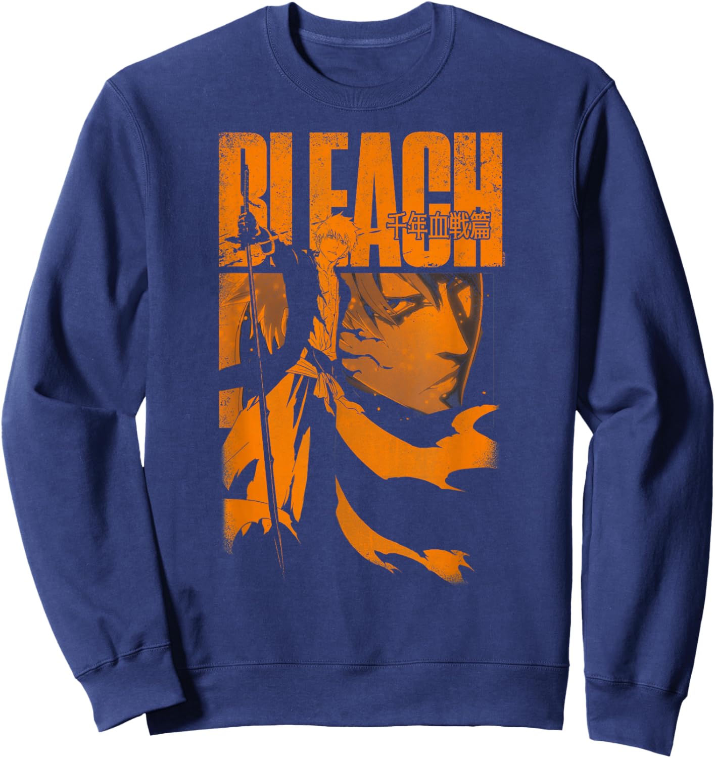 Bleach: Thousand Year Blood War Orange Ichigo Pose Anime Sweatshirt - Sweatshirt | Navy