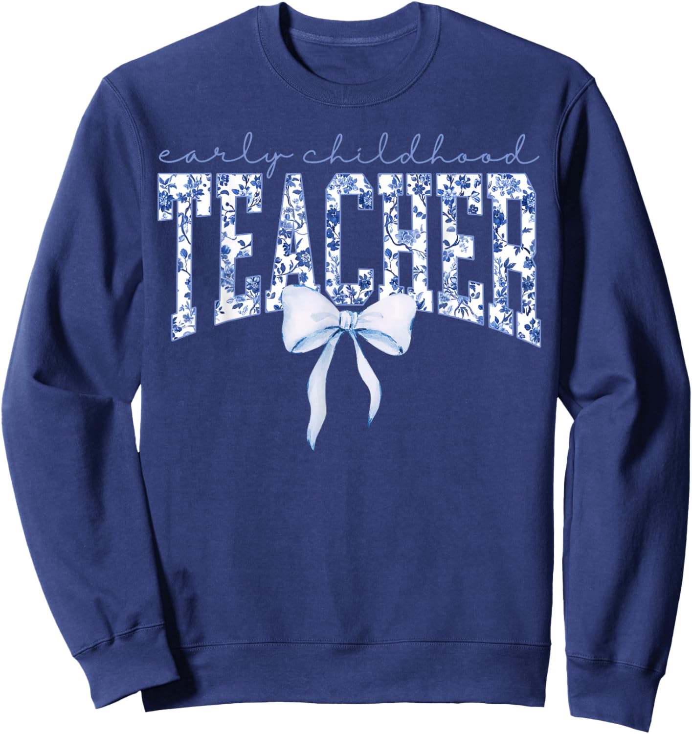 Retro Early Childhood Teacher Coquette Bow Special Education Sweatshirt - Sweatshirt | Navy