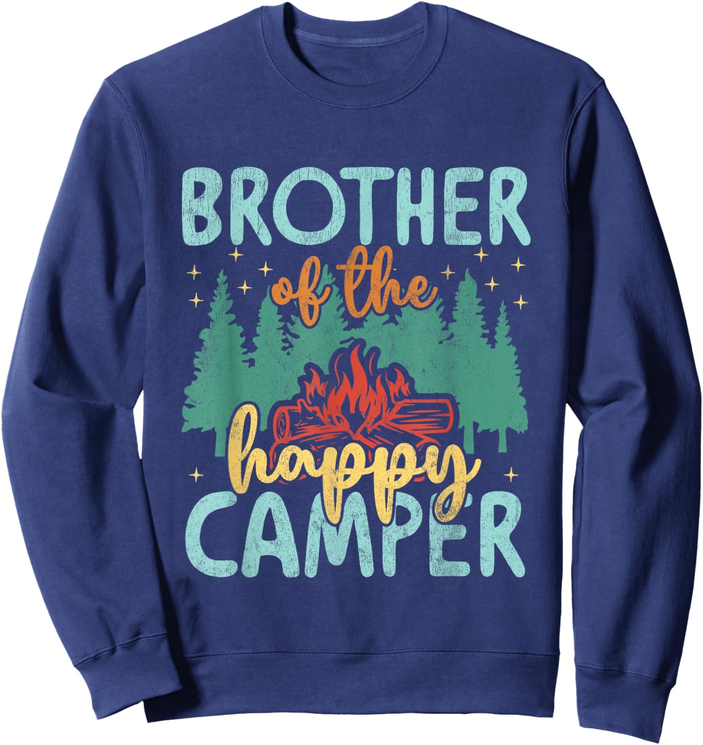 Brother of Happy Camper 1st Birthday Party Retro Brother Sweatshirt - Sweatshirt | Navy
