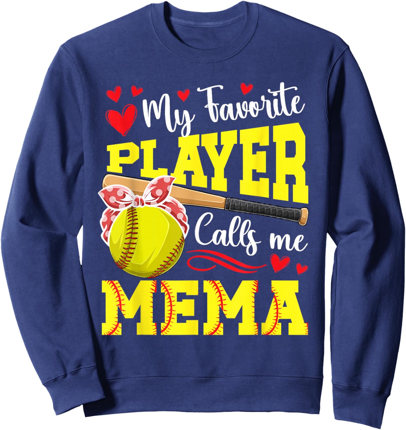 Proud Softball Mema Of A Softball Player Mema Sweatshirt - Sweatshirt | Navy