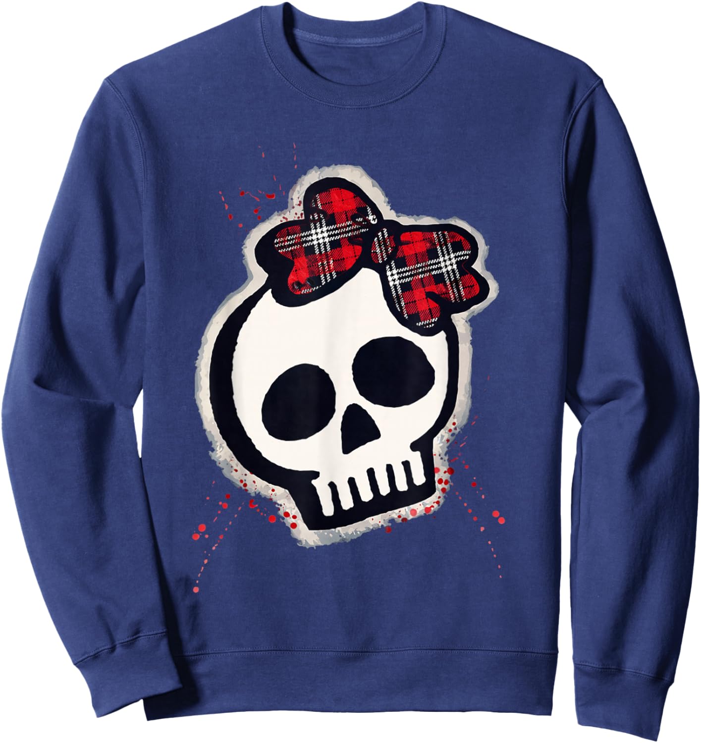 Punk Skull Cute Y2K Vintage Emo Scene Sweatshirt - Sweatshirt | Navy