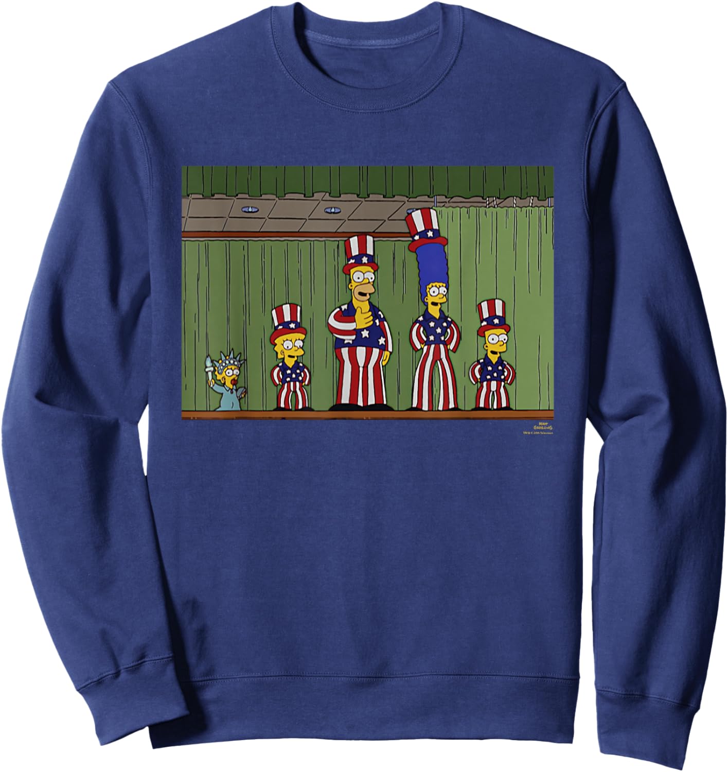 The Simpsons Family American Flag Costumes 4th of July USA Sweatshirt - Sweatshirt | Navy