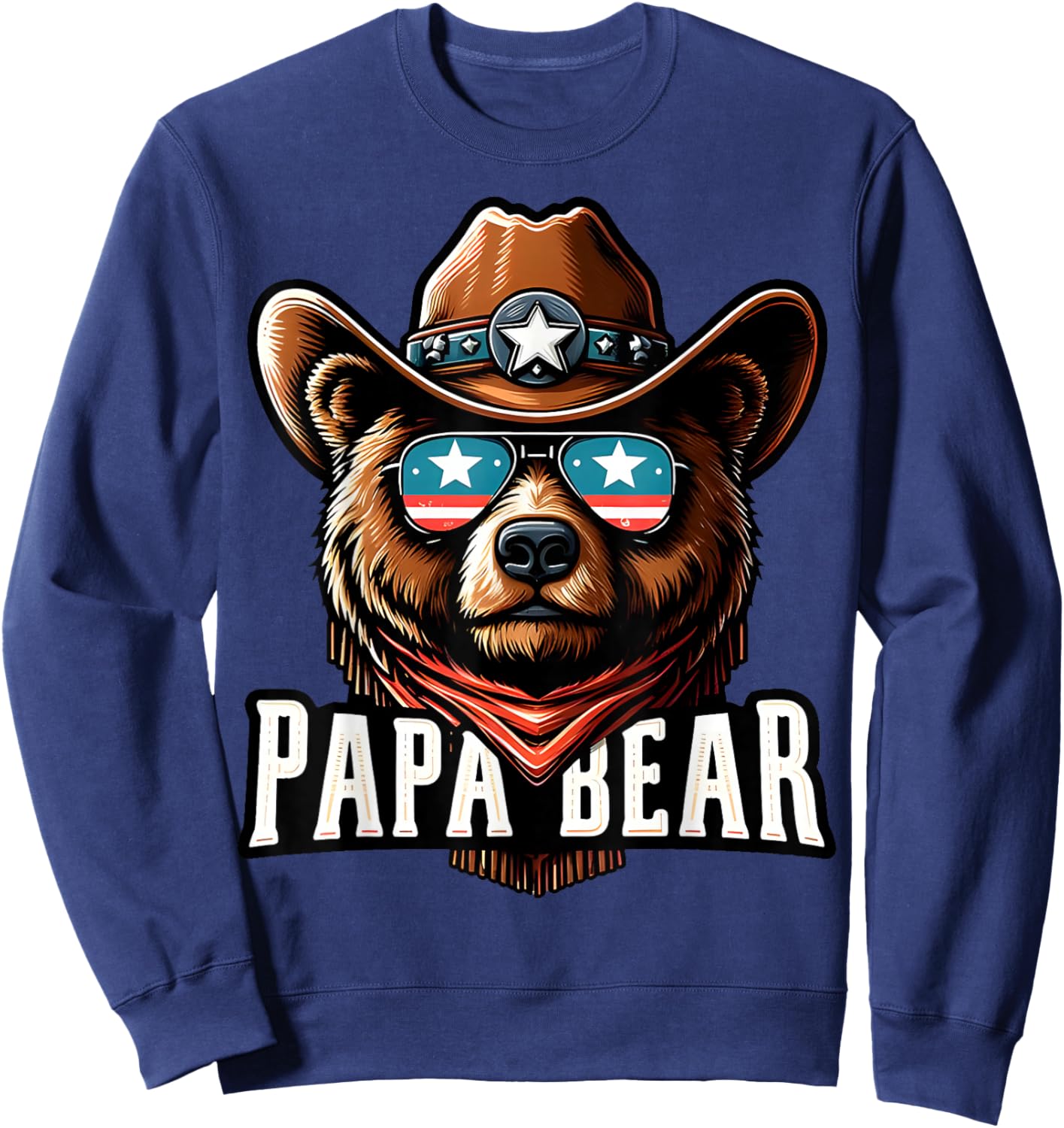 Papa Bear Shirt Fathers Day Gift Patriotic Proud Best Dad Sweatshirt - Sweatshirt | Navy