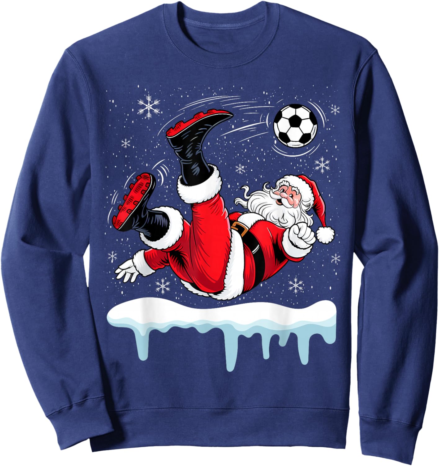 Christmas Santa Soccer Bicycle Kick Xmas Boys Men Ball Sport Sweatshirt - Sweatshirt | Navy