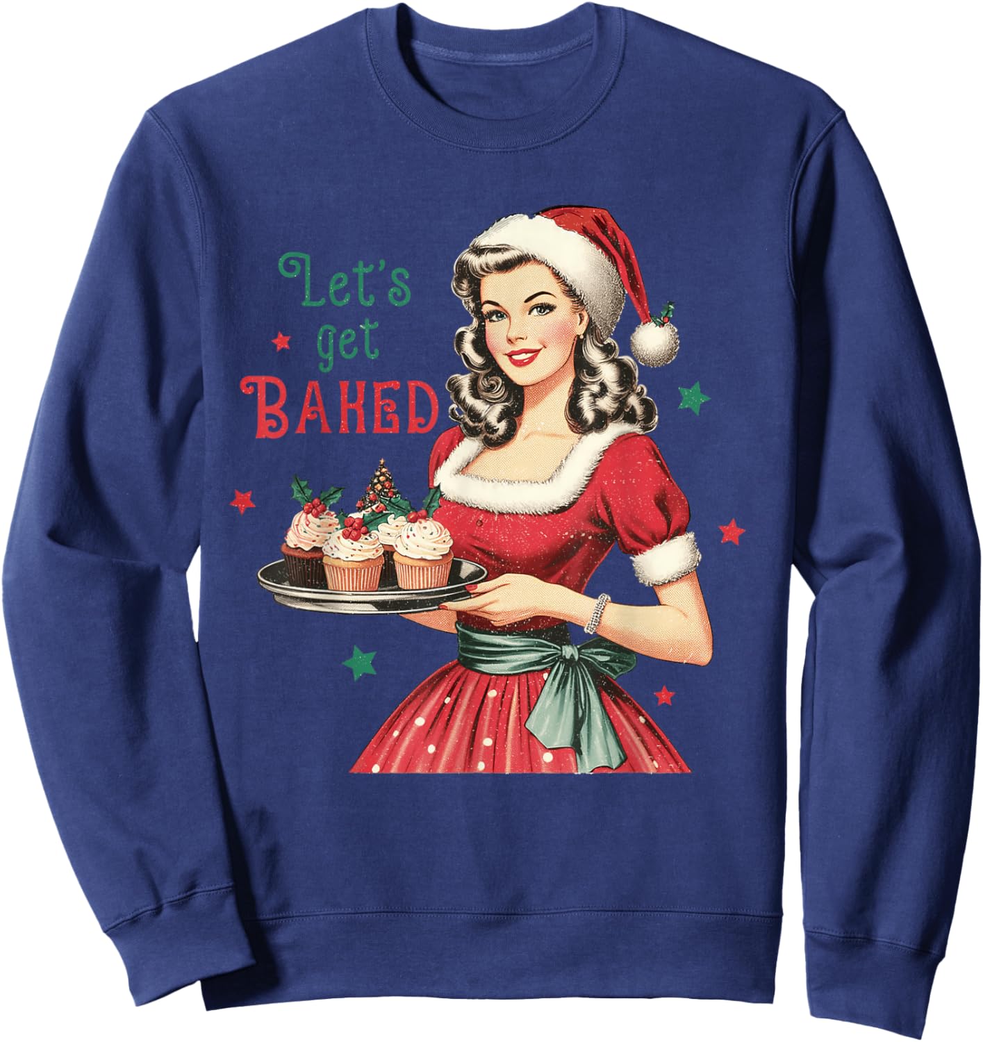 Lets Get Baked Vintage Christmas Baking Sweatshirt - Sweatshirt | Navy