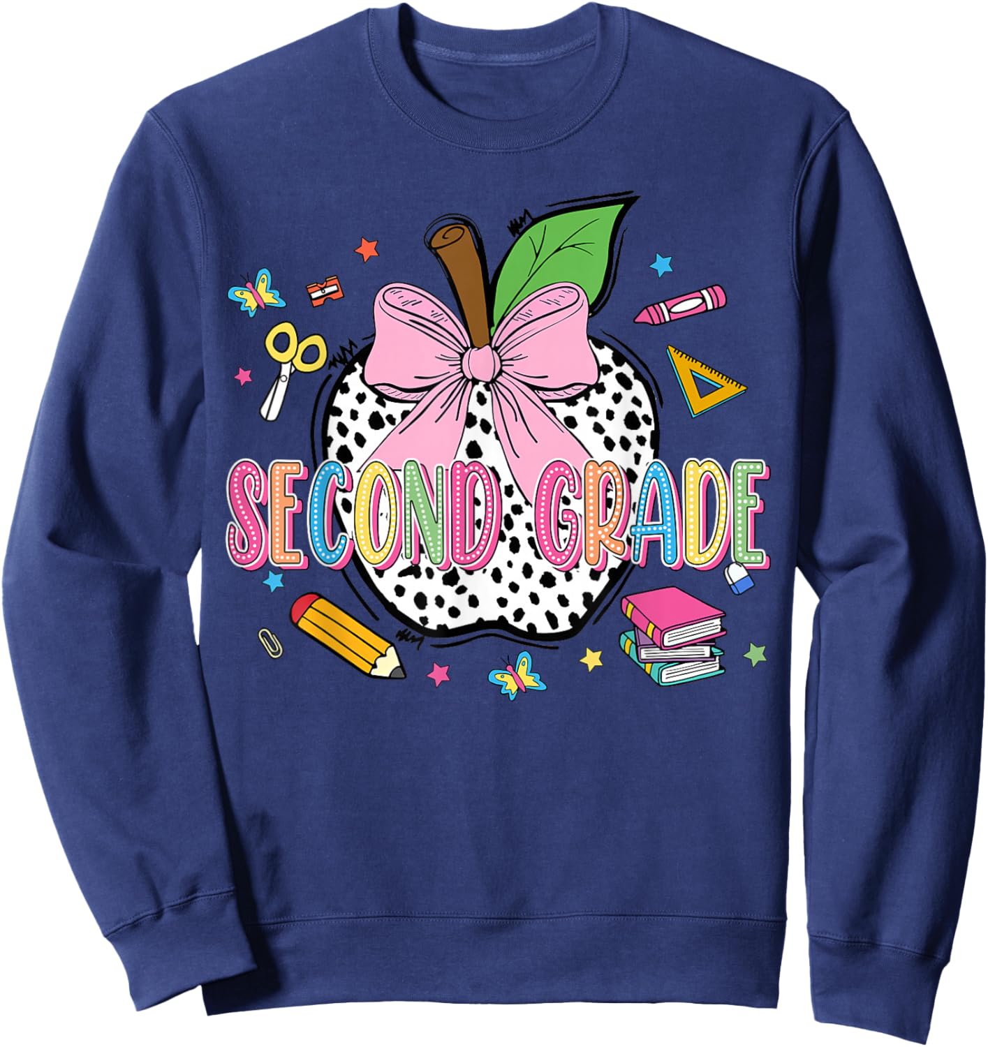 Second Grade Happy First Day of 2nd Grade Back To School Sweatshirt - Sweatshirt | Navy
